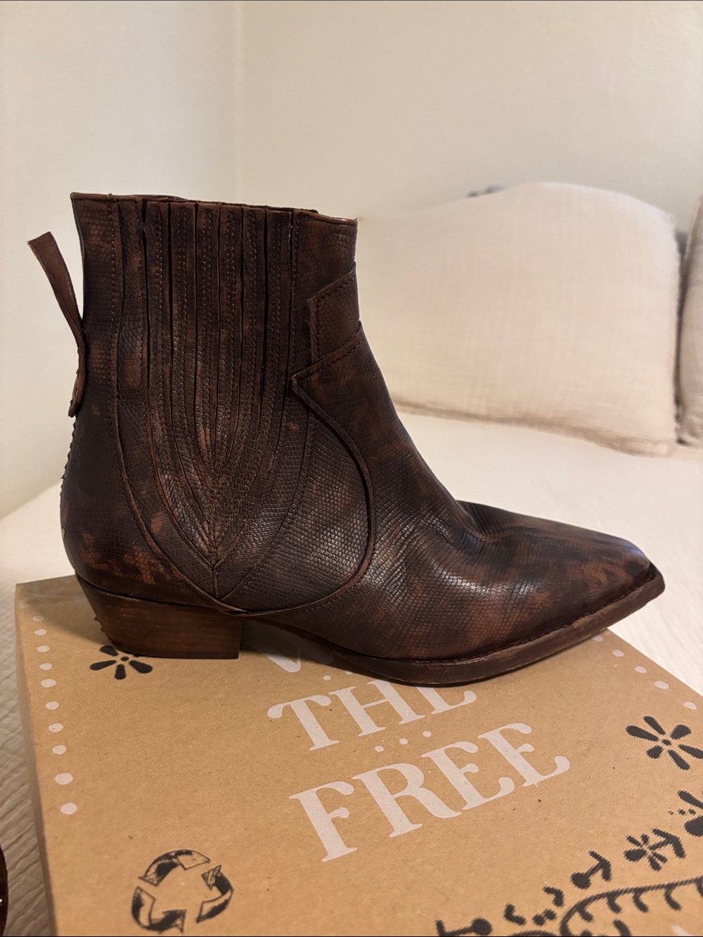 we the free brown lizard cowgirl boots